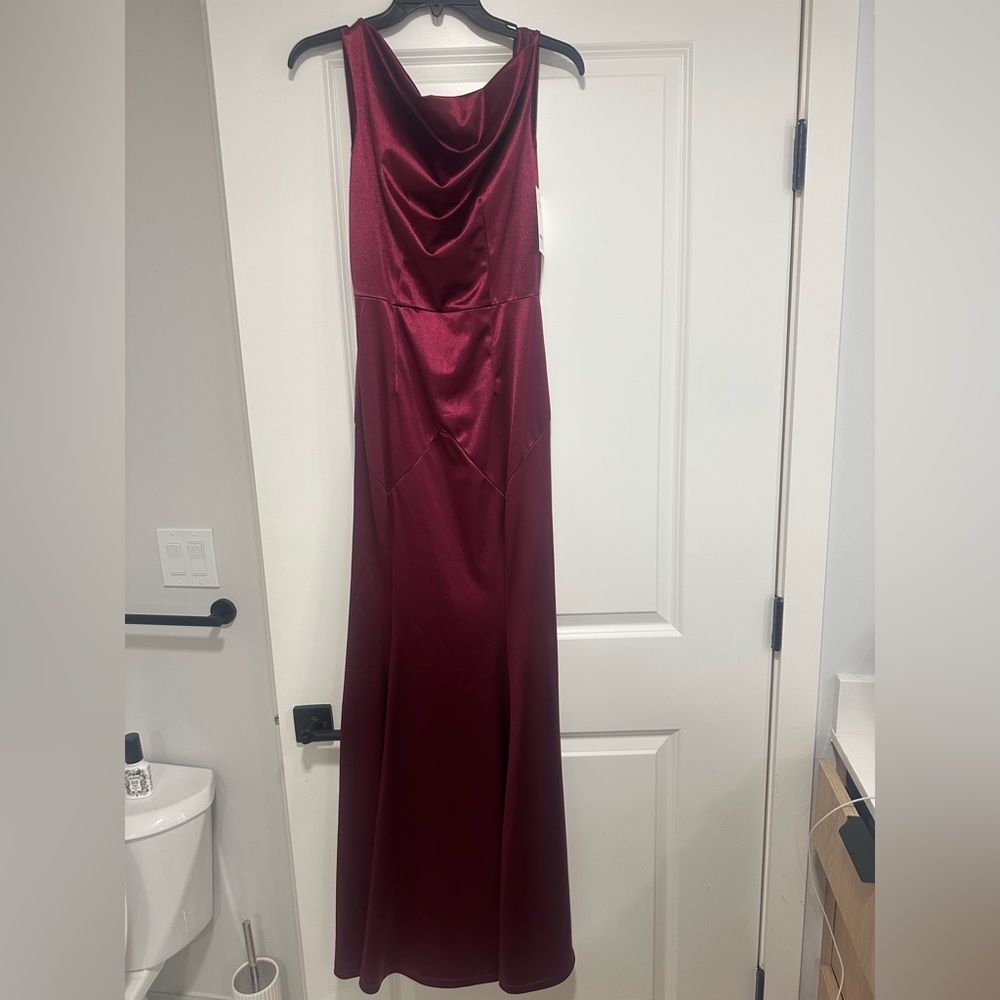 Elegant Burgundy Satin Gown